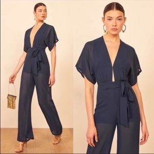 Reformation Lemongrass Jumpsuit - Navy, Size 2